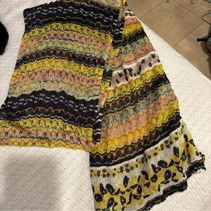 Missoni Yellow, Pink, and Black Patterned Scarf 68x8